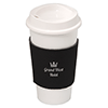DA7437
	-NYC PLASTIC CUP WITH NEOPRENE SLEEVE-White cup with Black sleeve